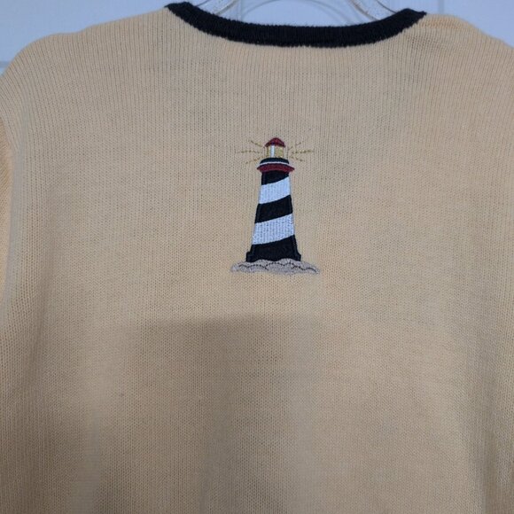Croft & Barrow Embroidered Nautical Sweater Womens Size Medium Yellow Knit - Picture 10 of 16